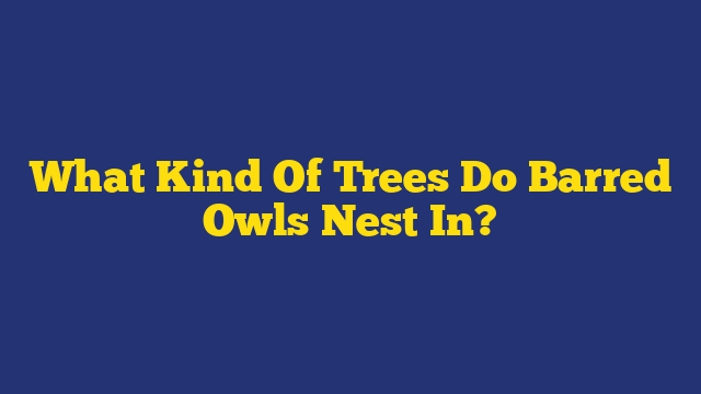 What Kind Of Trees Do Barred Owls Nest In?
